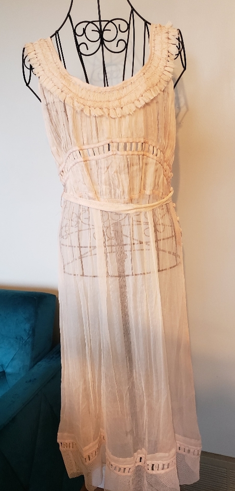 Project Alabama Boho gauzy sheer fringe slipdress